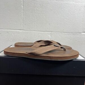 Rainbow Brown Leather Sandals Single Layer Arch Flip Flops Sandals Men's 12 XXL